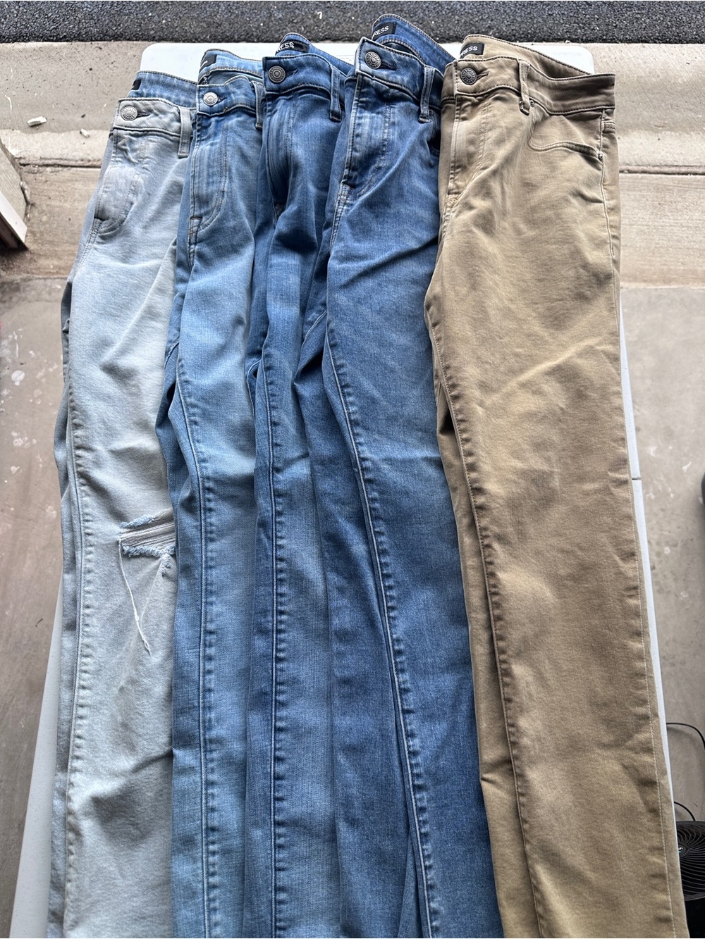 Express Men's Skinny Fit Jeans Bundle - Various  Denim Washes & Khaki 33”x 30”